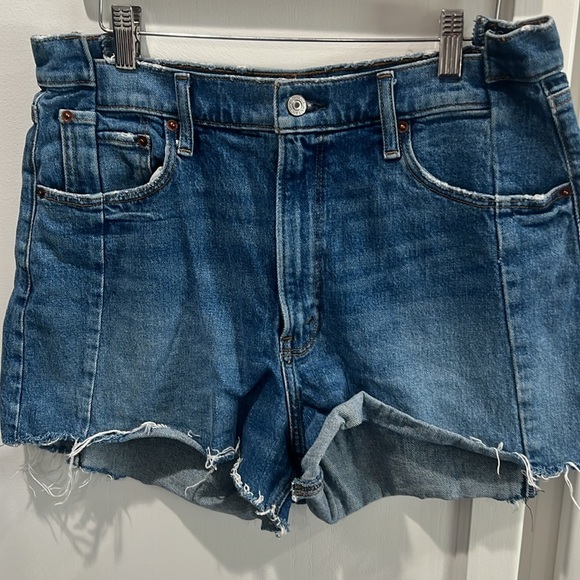 Abercrombie & Fitch Blue Jean Shorts Distressed Cut-Off Style - Picture 3 of 10
